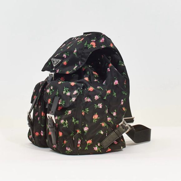 PRADA NWOT TESSUTO LARGE NYLON FLORAL PRINT BACKPACK - Picture 1 of 12